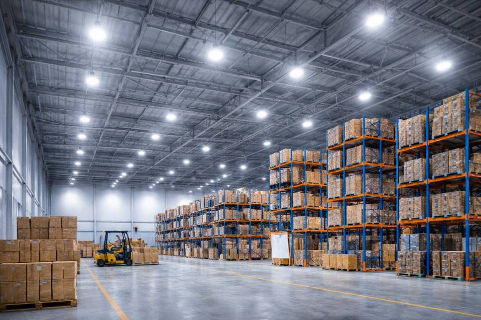 Entrepôt avec éclairage LED performant