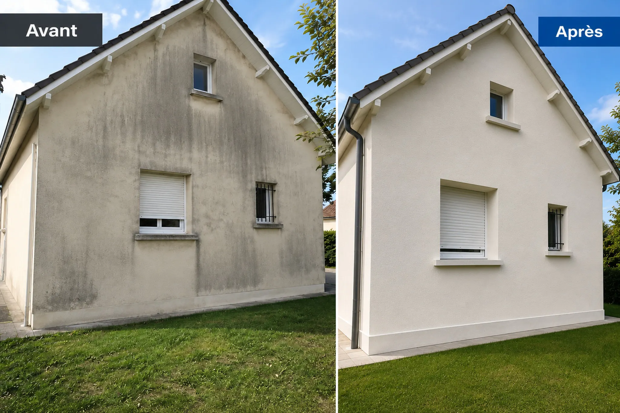 Maison avant et après une isolation thermique des murs par l’extérieur
