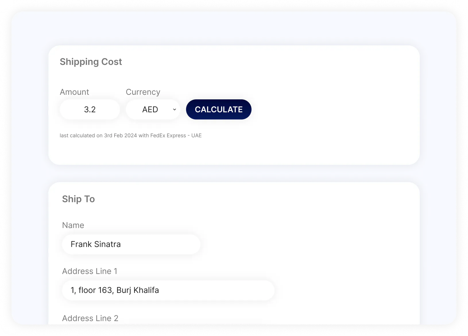 Calculate shipping costs on demand