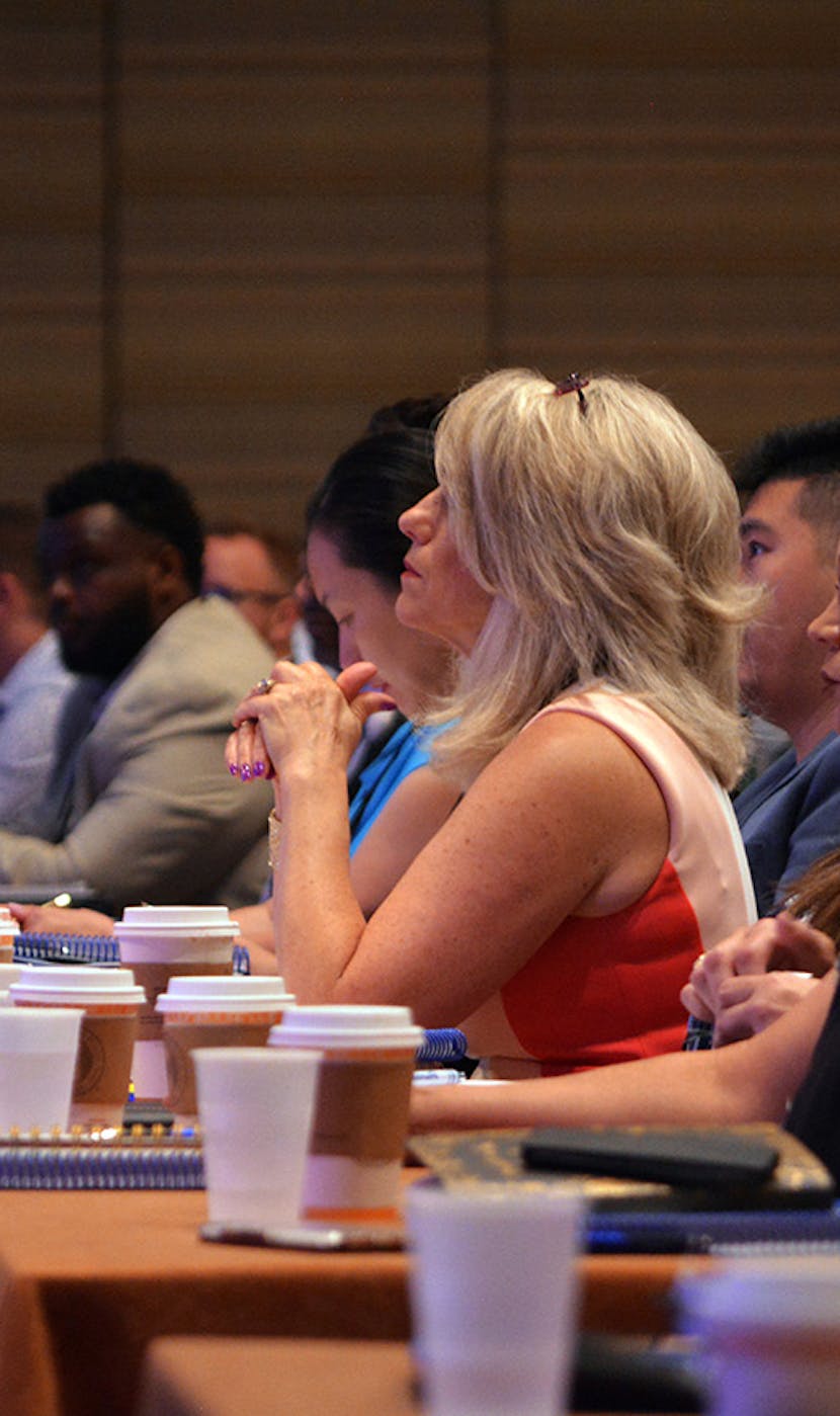 Lady watching presentation