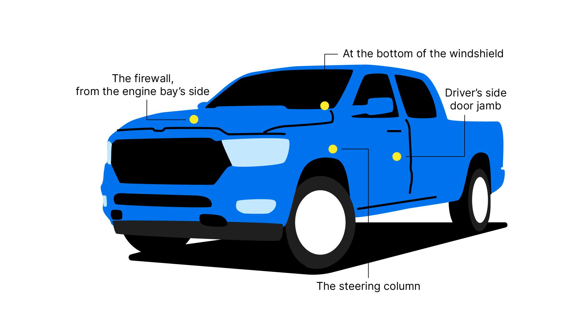 RAM VIN number location on a car