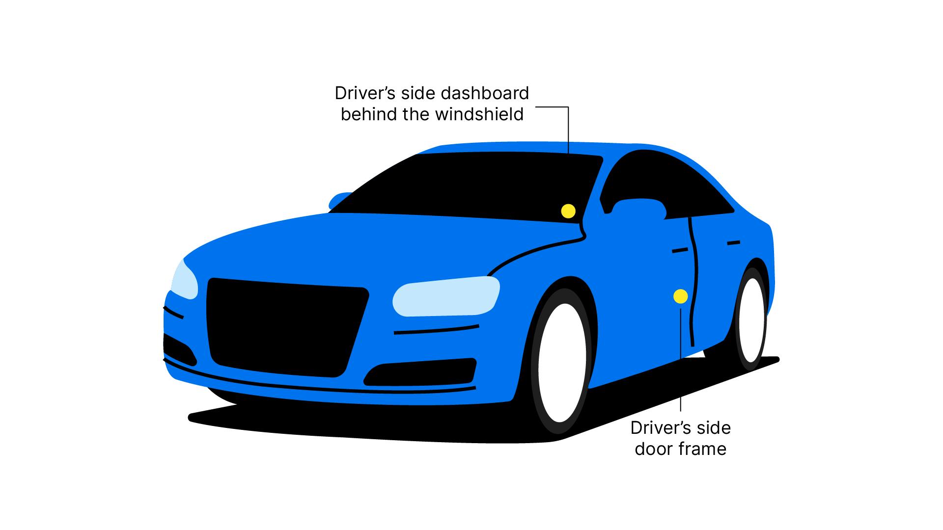 Audi VIN number location on a car