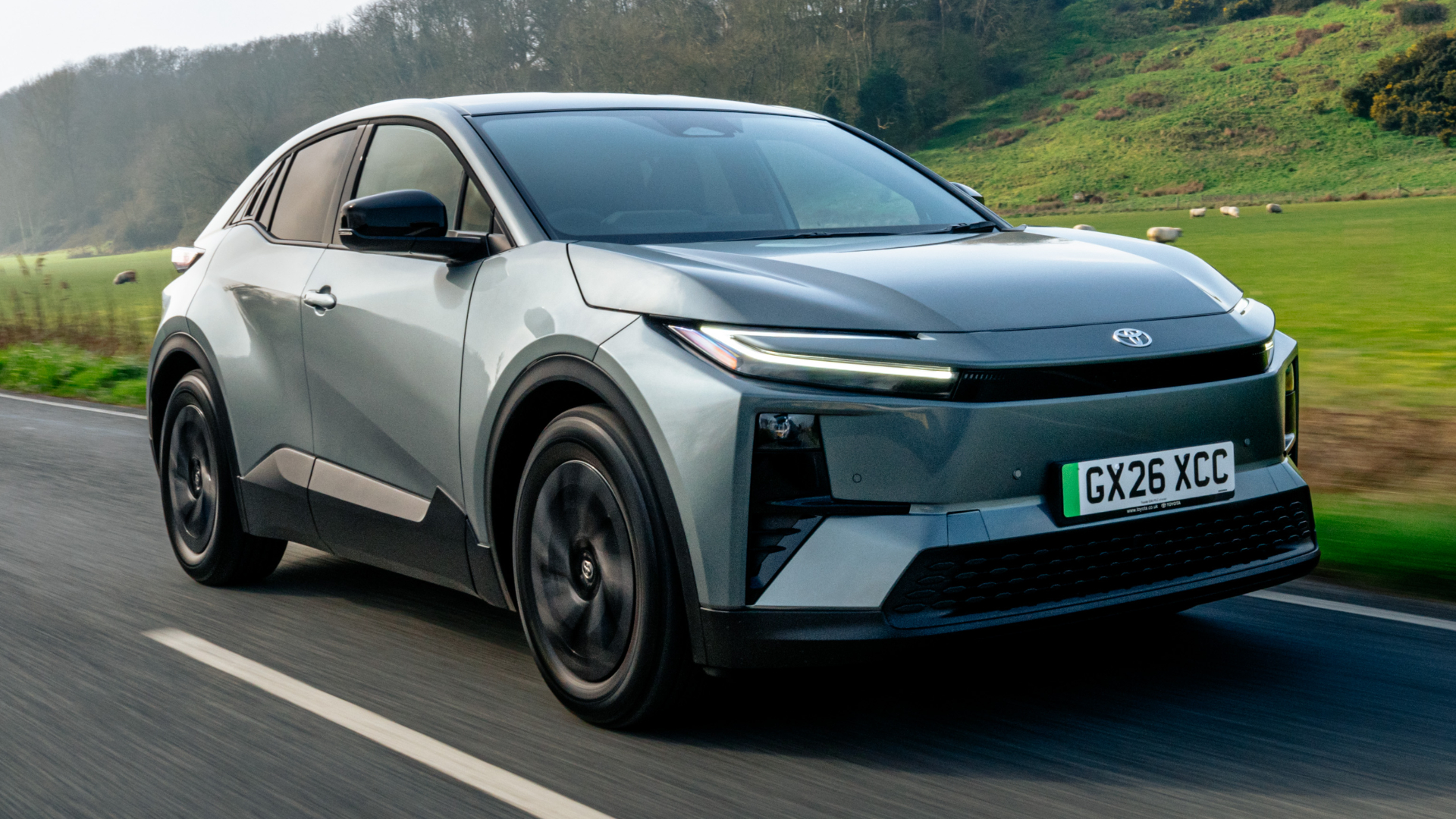 2026 Toyota C-HR+ front quarter moving