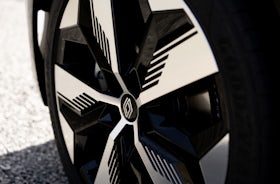 White Renault Megane Etech Electric wheels.