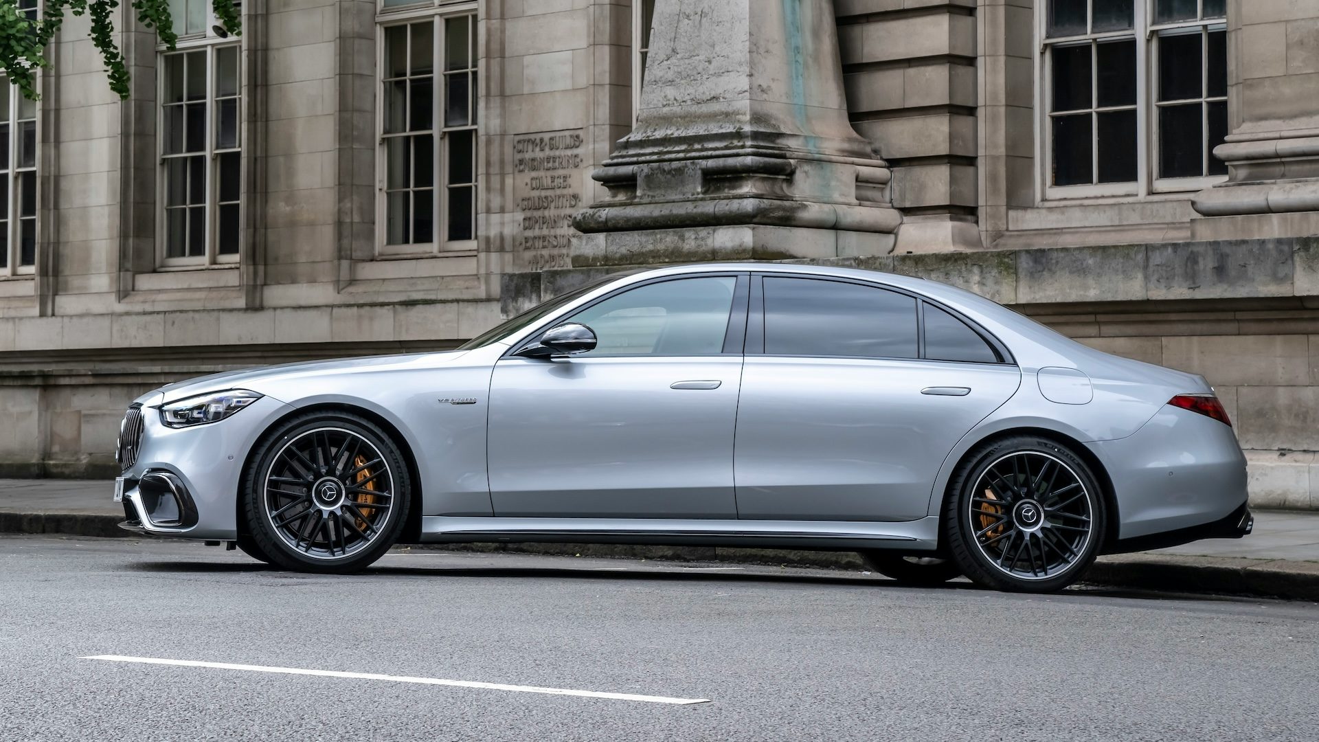 2025 Mercedes-AMG S63 E-Performance, RHD, silver, side view static