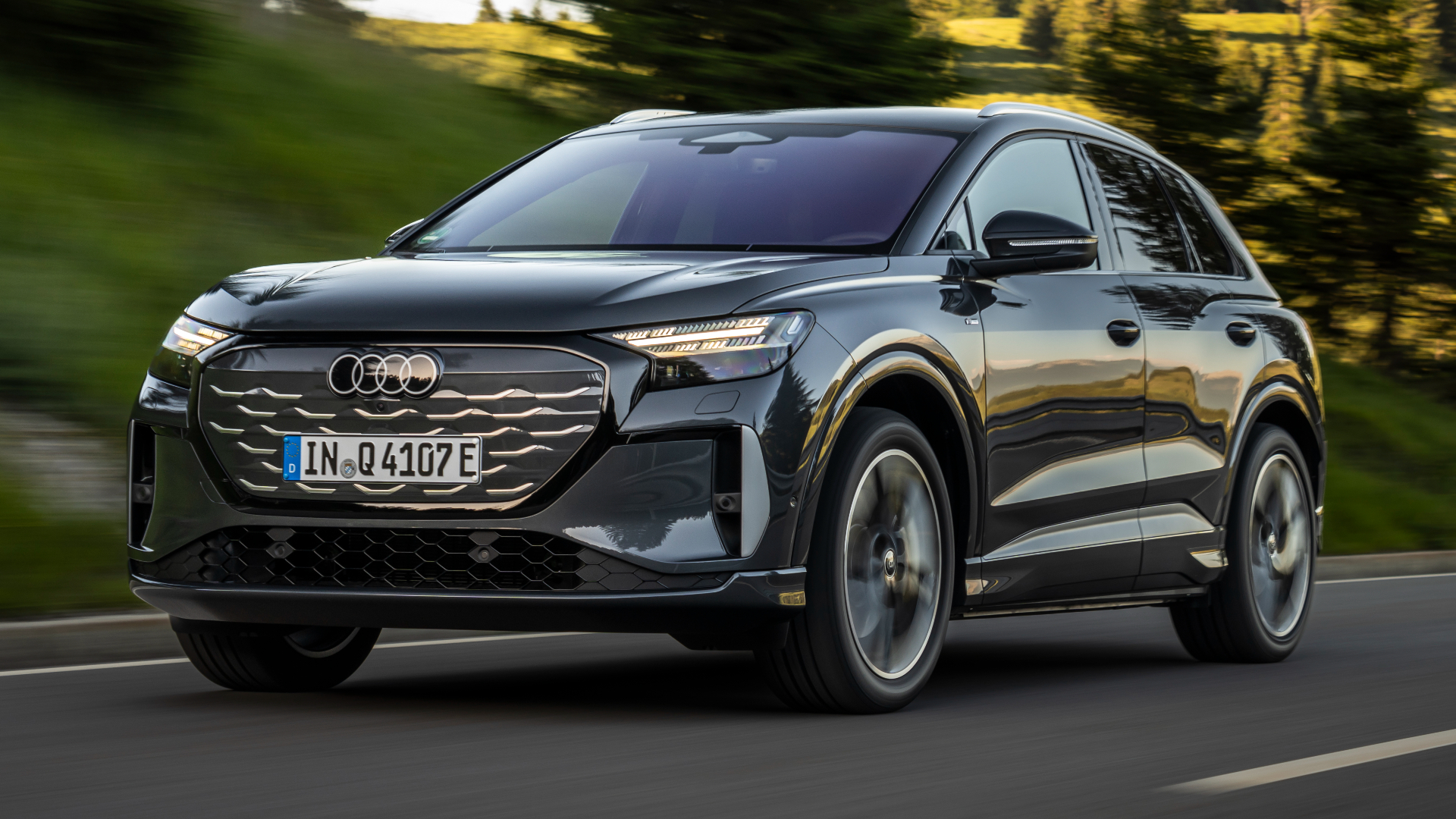 2026 Audi Q4 e-tron, front quarter moving