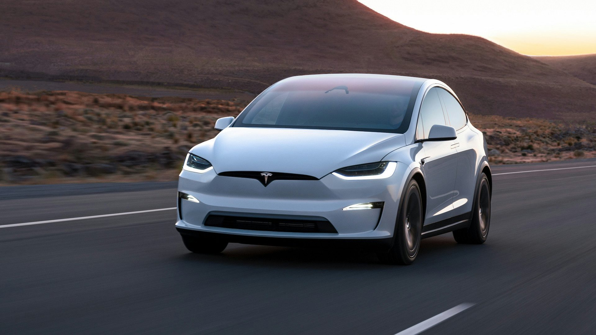 2023 Tesla Model X front quarter moving