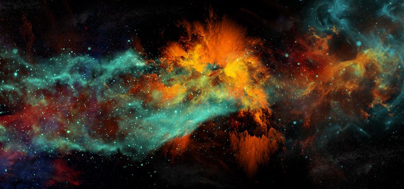 The galaxy and deep space demonstrating how the universe began