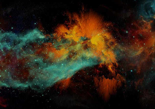 The galaxy and deep space demonstrating how the universe began