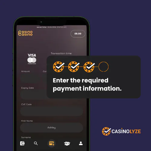 Entering the deposit details at CasinoCasino
