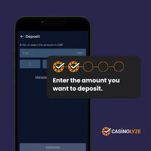 Entering the deposit amount at Meta Betting