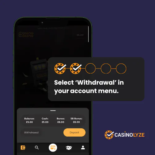 Selecting 'withdrawal' at CasinoCasino