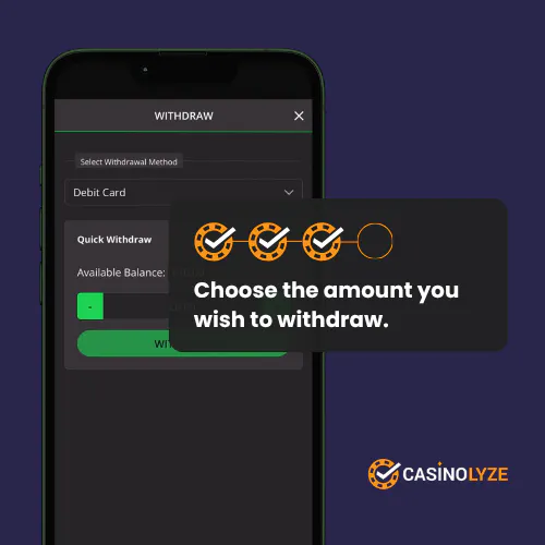 Choosing the withdrawal amount at Ivy Casino