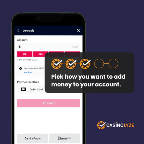 Selecting a deposit method at Planet Sport Bet