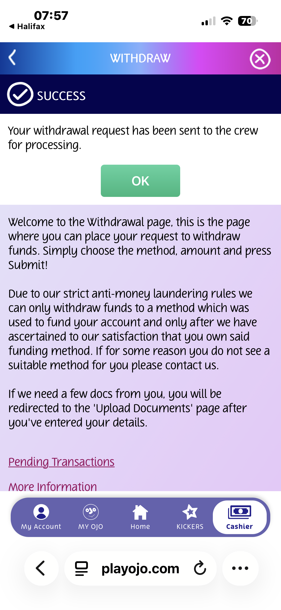 PlayOJO Withdraw 1