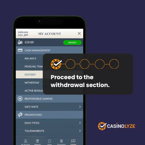 Starting the Prime Casino withdrawal process