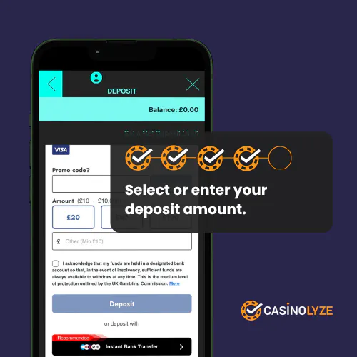 Entering the Spin and Win deposit amount