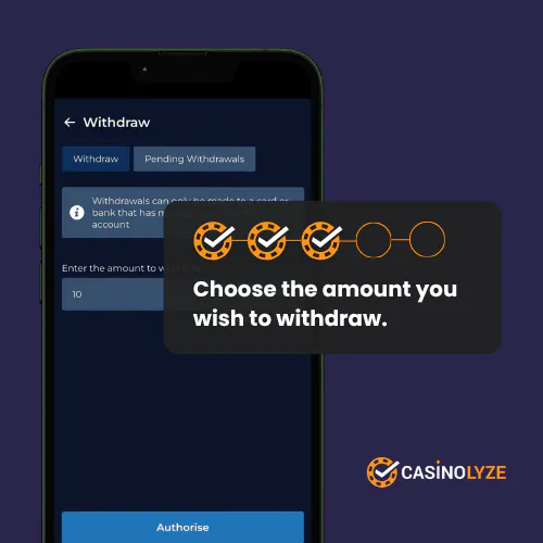 Choosing the withdrawal amount at Meta Betting