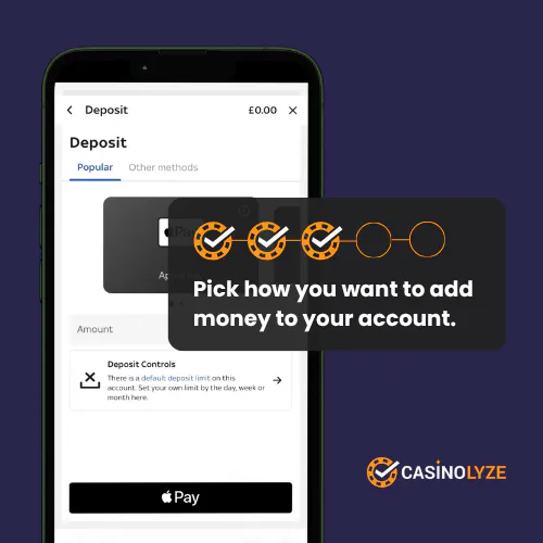 Selecting a deposit method at Sky Bet
