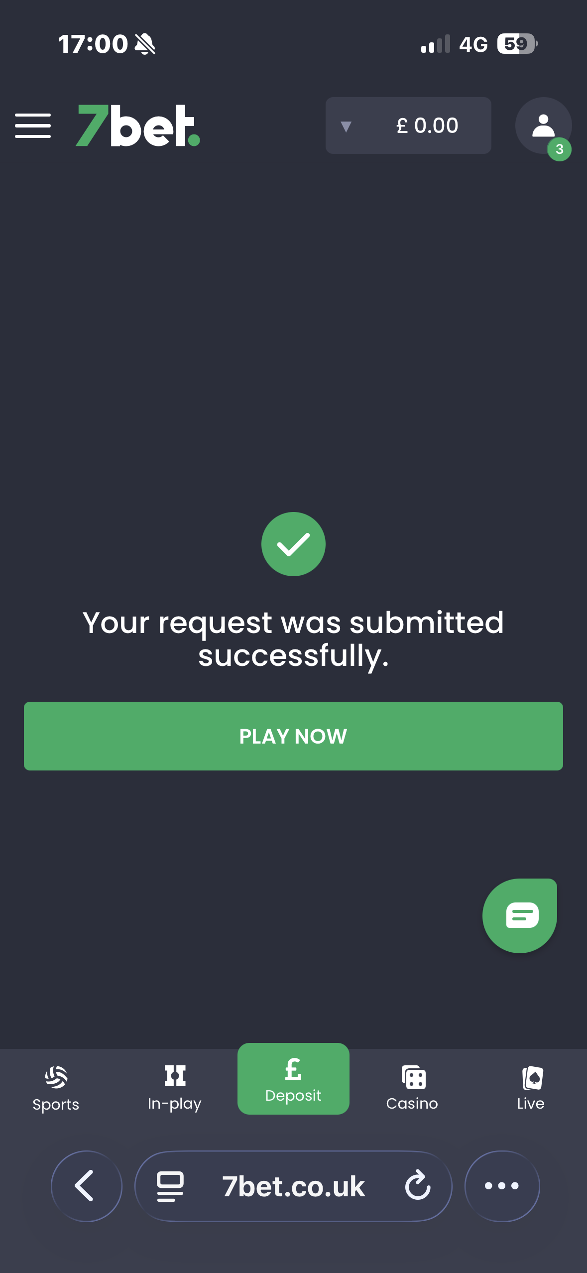 7bet Visa withdrawal test request