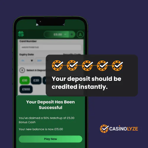 Successful Clover Casino deposit confirmation 