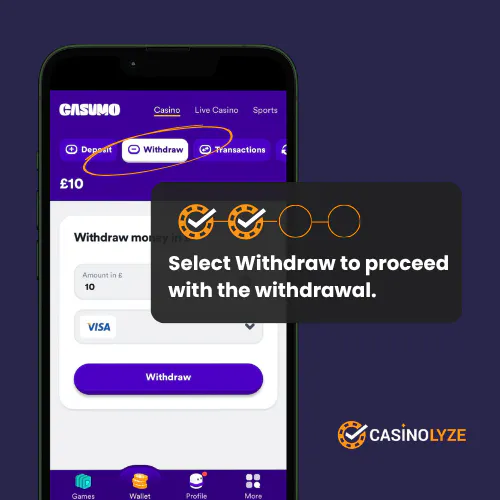 Casumo withdrawal section