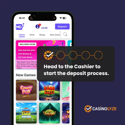 Starting the Mecca Games deposit process
