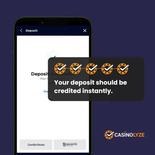 Successful deposit confirmation screen at Planet Sport Bet
