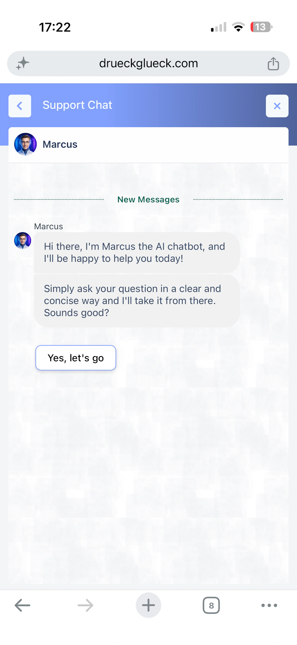 Drueckglueck live chat