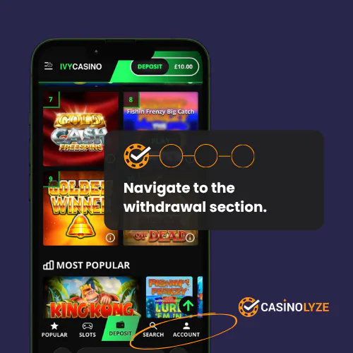 Finding the Ivy Casino withdrawal section