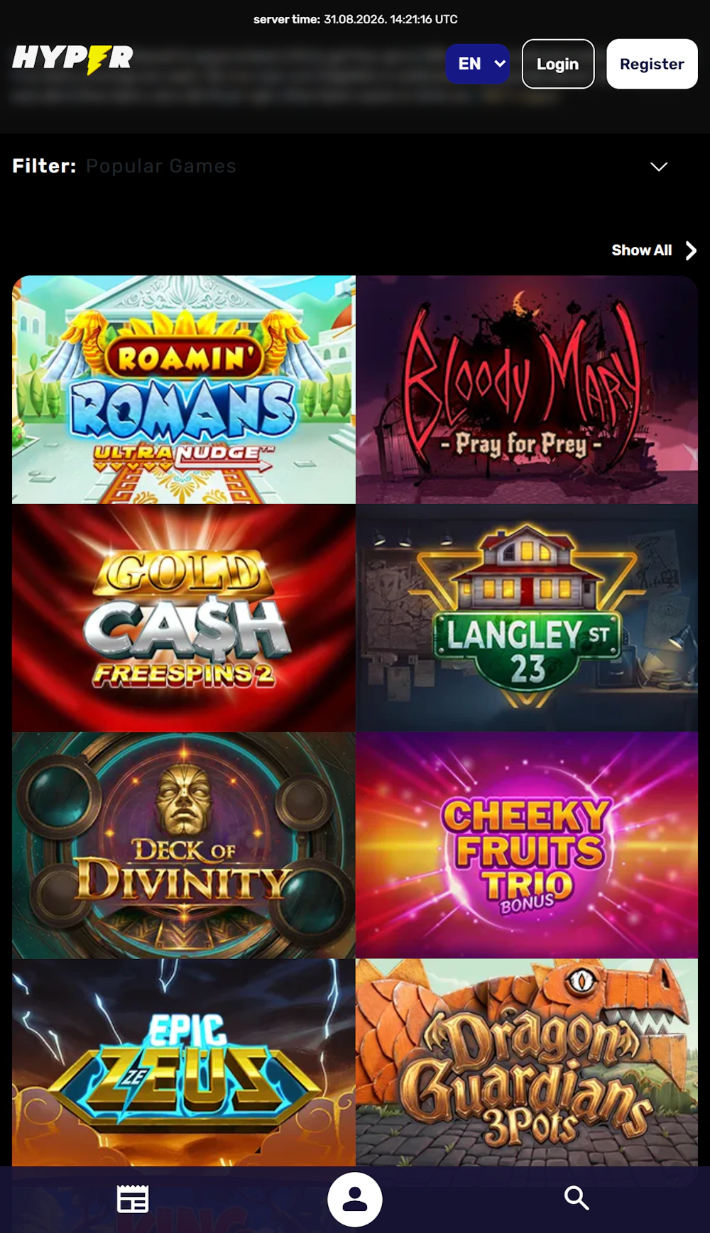 hyper-casino-user-interface