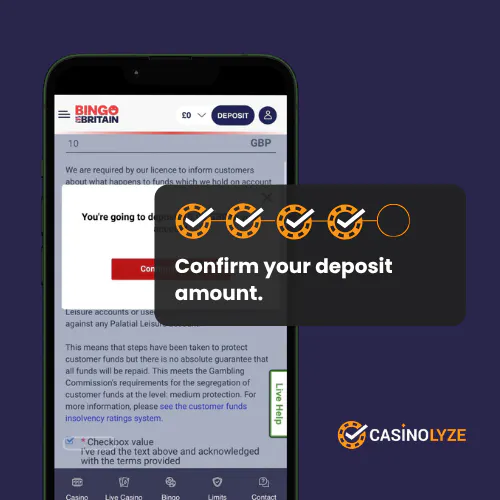Confirming Bingo Britain deposit
