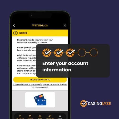 Provide Bank Info button at EuroKing