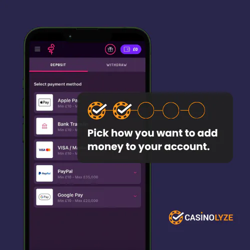 Pink Casino deposit methods
