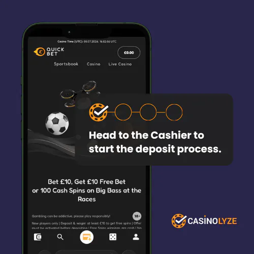 Starting the QuickBet deposit process