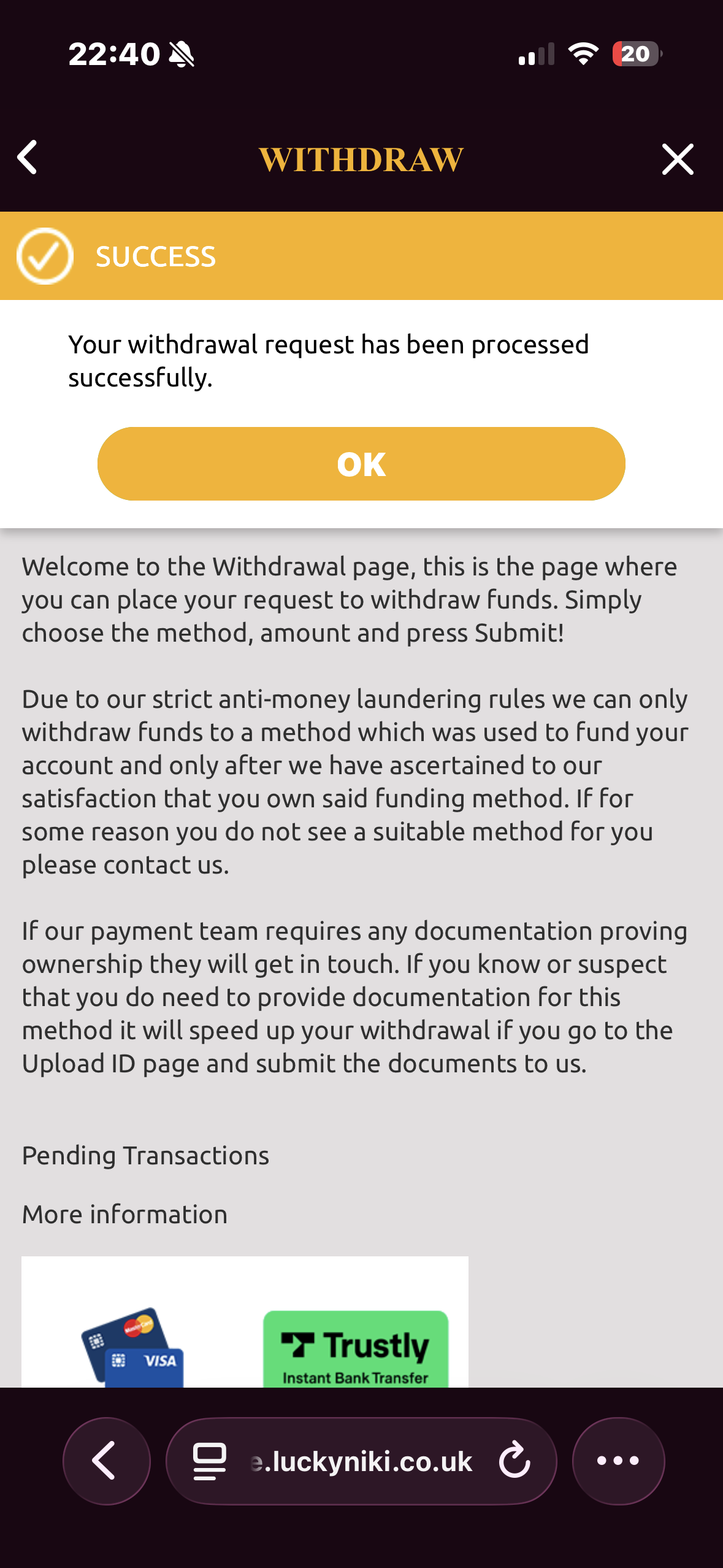 Lucky Niki Withdraw 1