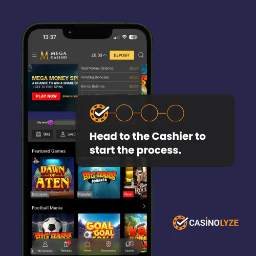 Starting the Mega Casino deposit process