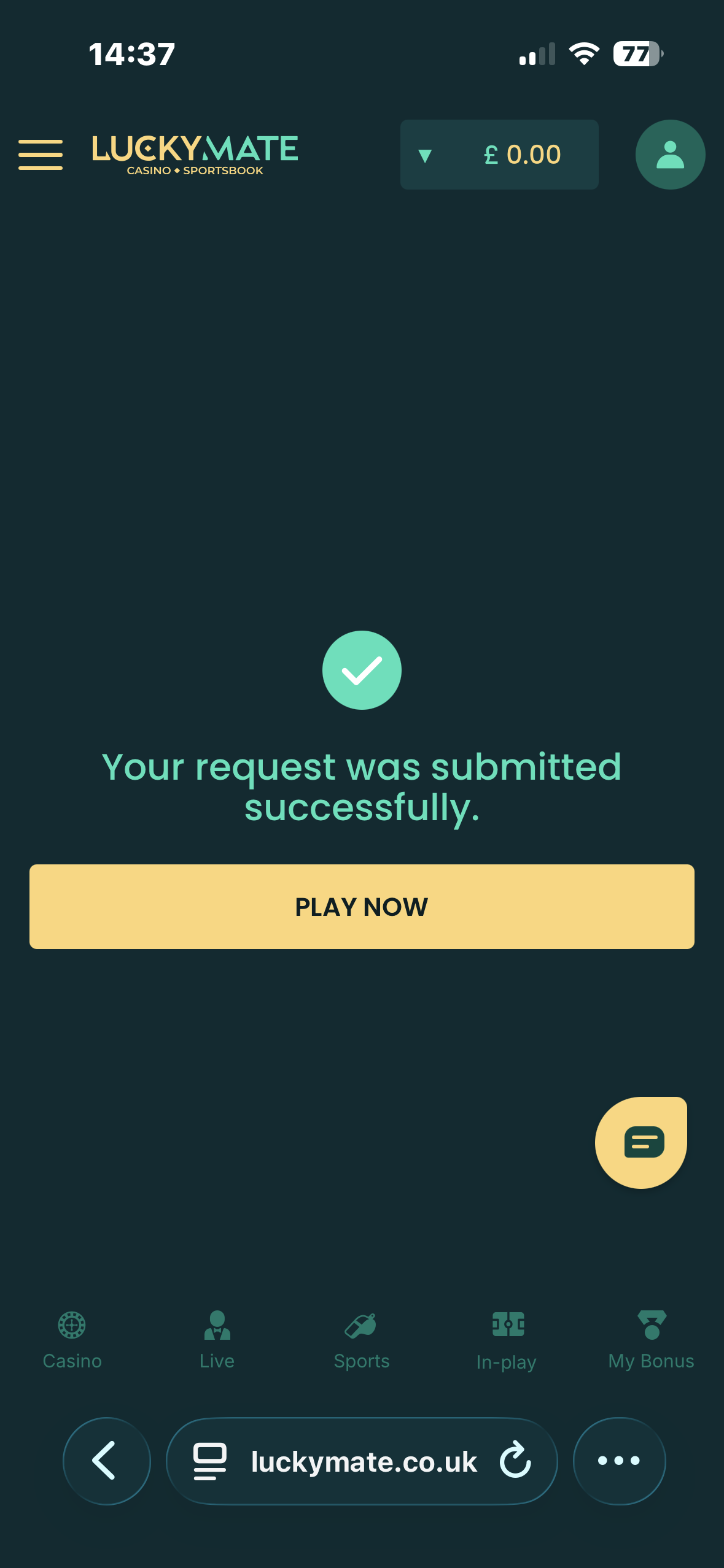 Visa withdrawal test request at Lucky Mate