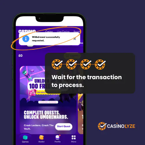 Succesful withdrawal request at Casumo