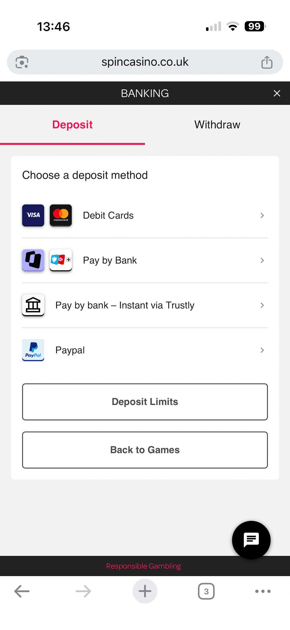 spin casino deposit methods