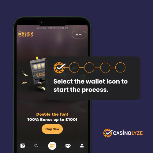 Navigating to the withdrawal section at CasinoCasino