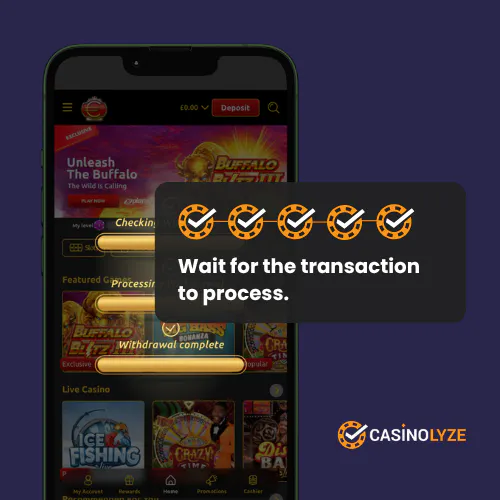 Successful withdrawal confirmation screen at EuroKing