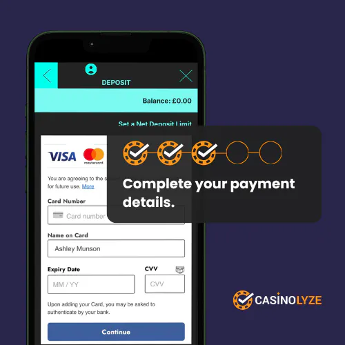 Adding the card details at Spin and Win