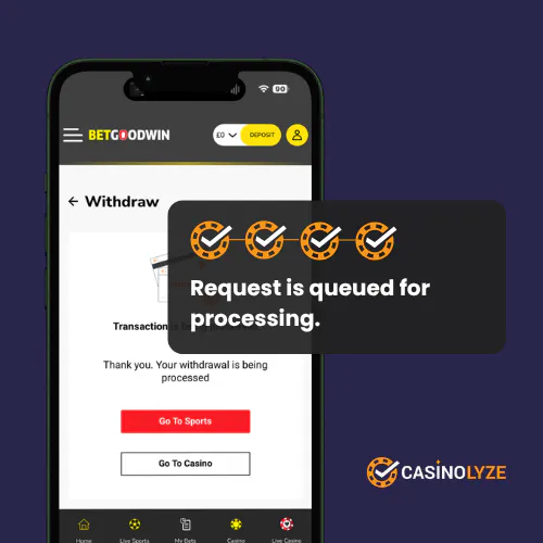 Successful BetGoodWin withdrawal request