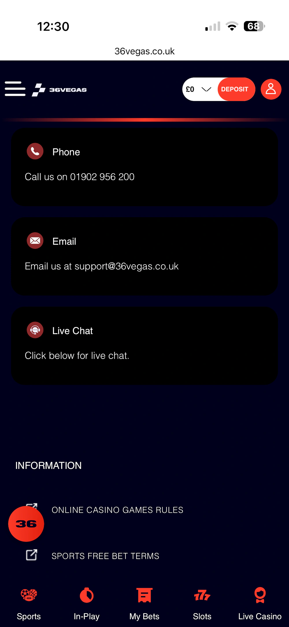 36vegas-support
