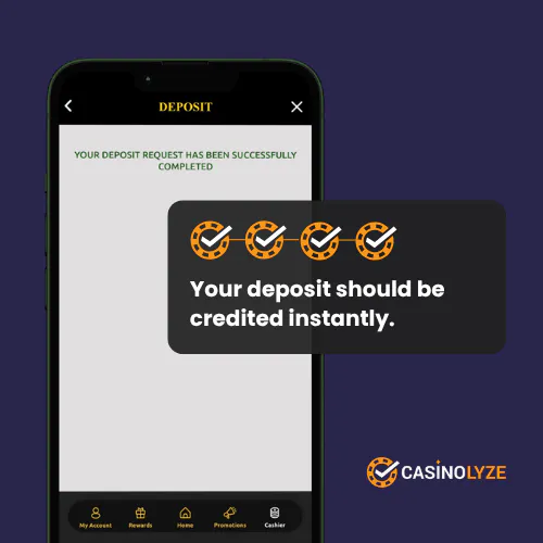 Successful deposit confirmation screen at EuroKing