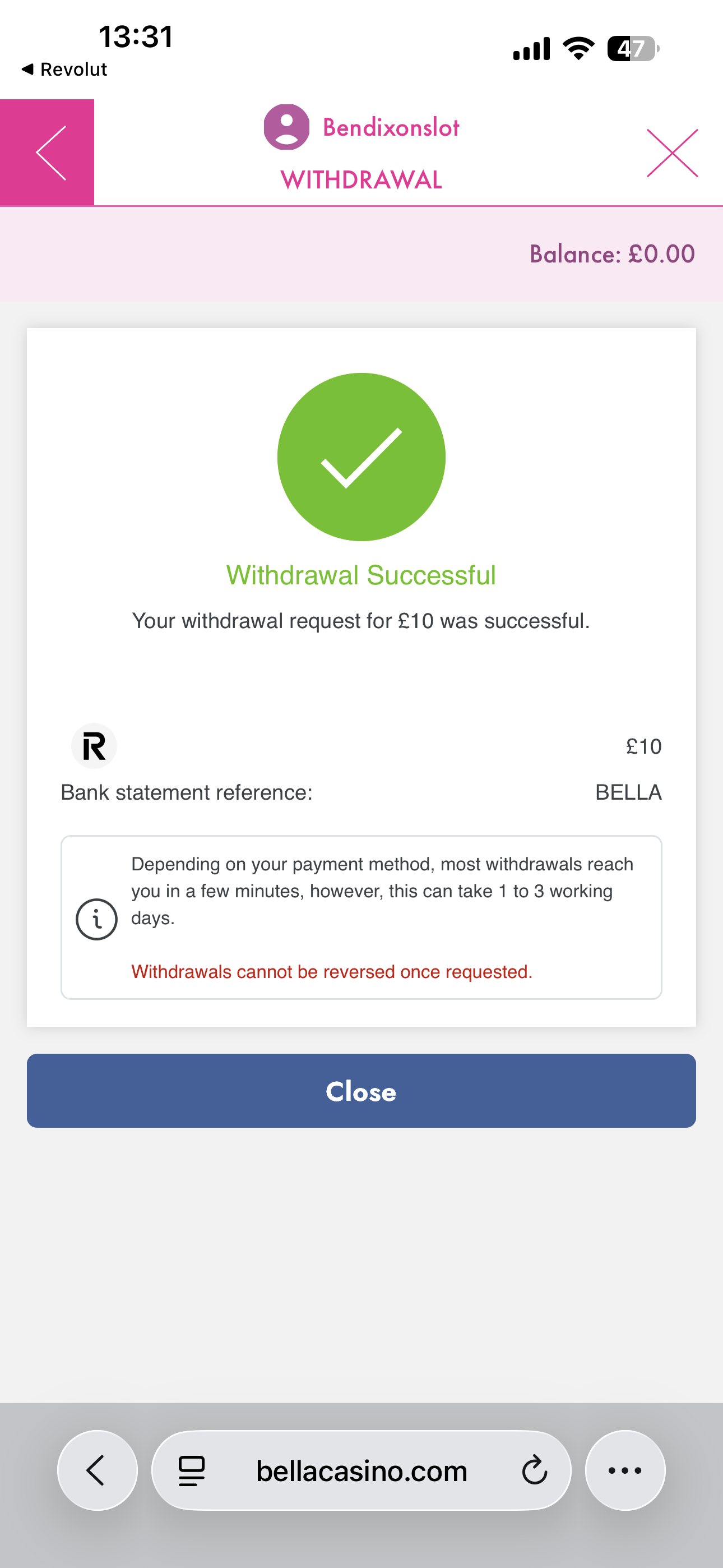 Bella Casino Withdrawal Bank Transfer