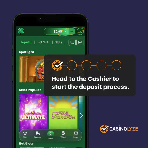 Starting Clover Casino deposit process