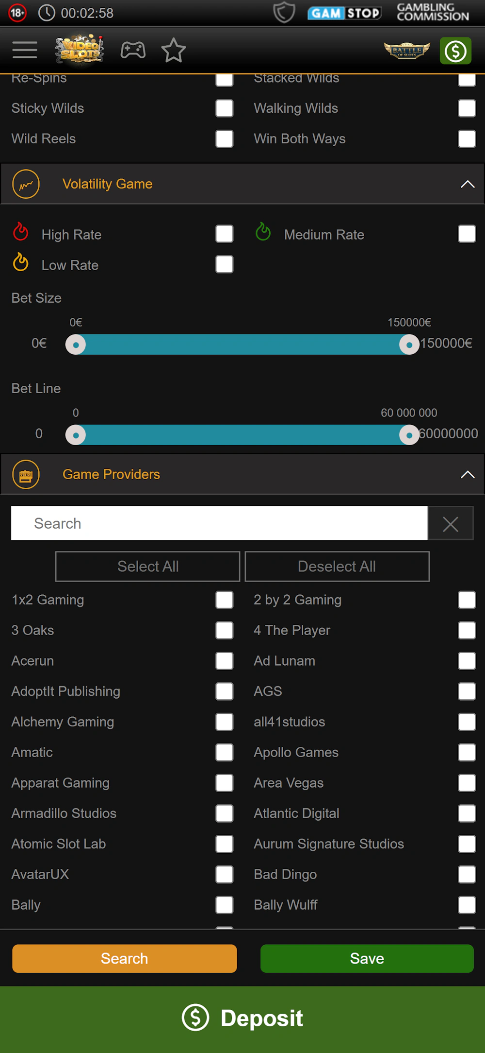 videoslots-game-filter