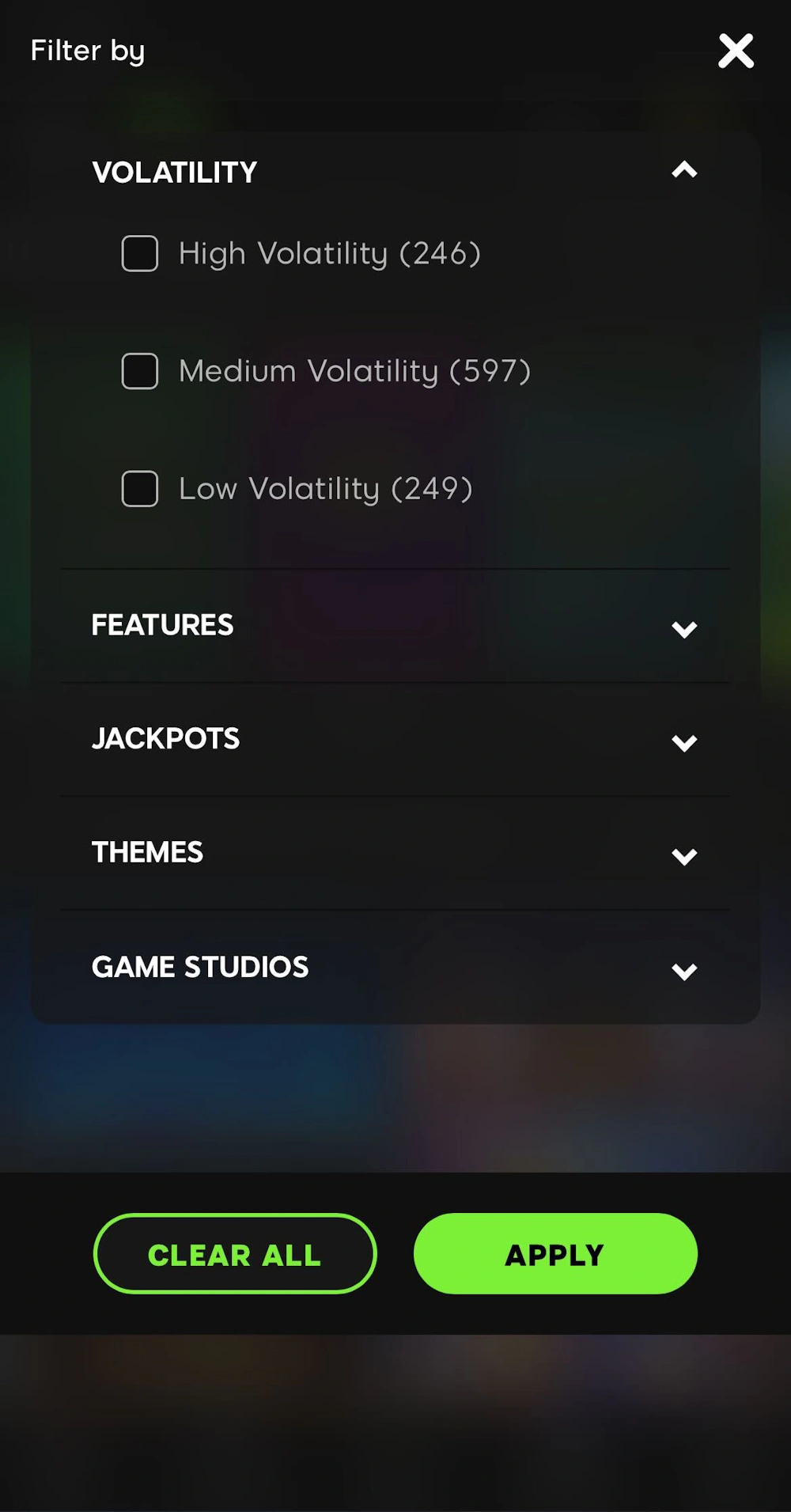 888casino game filters